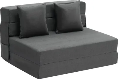 Obrázek produktu pro Rozkládací pohovka Rozkládací pohovka 3 v 1 Rozkládací pohovka se 2 polštáři Tmavě šedá TWIN XL