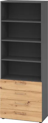 Produktbild von bümö smart Schubladen Regal - 4 Schübe - Nachbildung: Graphit/Asteiche