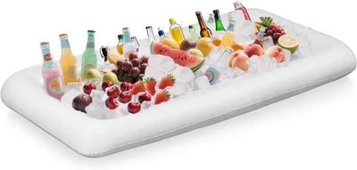 Zdjęcie produktu dla Nadmuchiwany Lód Bar 130x62x12 cm, na Imprezy, Chłodzący Bufet na Napój, Sałatki i Przekąski, do Ogrodu