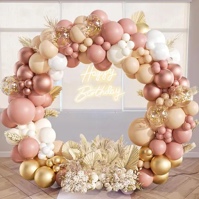 Produktbild von Ballonbogen-Set rosa und roségold, 131-teilig, für Geburtstags- und Babyshower-Dekorationen