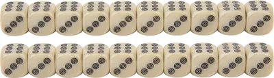 Obrázek produktu pro 20 šestistěnných kostek, 16 mm, bílé perleťové zrno, kruhové tečky pro stolní hry, výuku matematiky