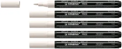 Produktbild von STABILO Acrylmarker - FREE Acrylic T100 - Strichbreite 1-2 mm - weiß weiß