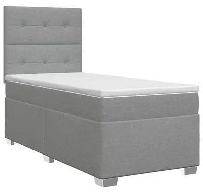 Zdjęcie produktu dla Łóżko sprężynowe z materacem jasnoszary 100 x 200 cm tkanina