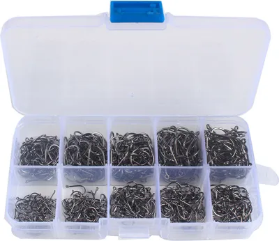 Obrázek produktu pro 1000 kusů ostnatých rybářských háčků ostnaté rybářské háčky 10 velikostí rybářských háčků z uhlíkové oceli s přenosným úložným boxem