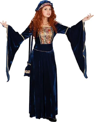 Produktbild von O9119-38-40 dunkel blau Damen Mittelalter Burgherrin Hofdame Kostüm Kleid Gr.38-40