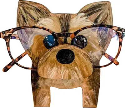 Image de (Chien C) Porte-lunettes animal créatif mignon, 1 pièce de monture de lunettes en bois en forme d'animal pour la maison, le bureau, la décoration de bureau