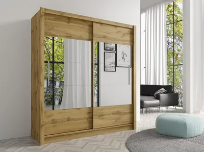 Produktbild von Kleiderschrank mit Spiegel 181 cm FACATA - Wotan-Eiche