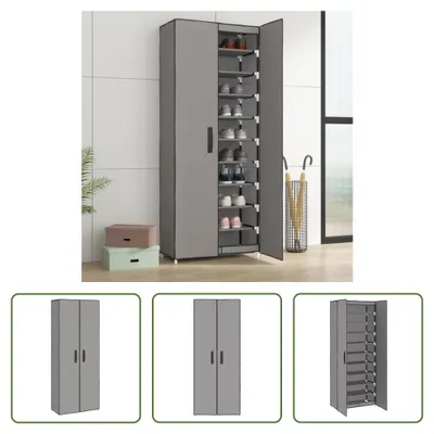 Image de The Living Store Armoire à chaussures Gris 60x30x166 cm Tissu