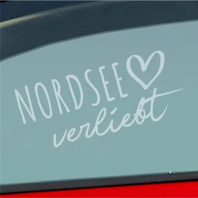 Produktbild von Auto Aufkleber Nordsee verliebt Herz See Norden Liebe Car 19x8 cm Milchglas Sticker Heckscheibenaufkleber