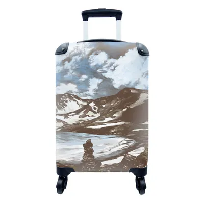Produktbild von MuchoWow® Koffer Handgepäck Trolley Rollkoffer Kleine Reisekoffer mit 4 Rollen - Berg - Meer - Himmel - Cabin Size < 55x40x23 cm & 55x40x20 cm - Fotokoffer - Kabinenkoffer - Boardgepäck - Reise-Box - Reisekoffer - Reisegepäck - Koffer mit Bild - Trolley für Kinder