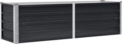 Obrázek produktu pro Zahradní nádrž na dešťovou vodu – 160 x 40 x 45 cm – pozinkovaná ocel – antracitová – vyvýšená zahradní nádrž na zeleninu a bylinky – otevřené dno