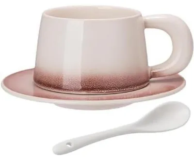 Obrázek produktu pro Espressová šálka s podšálkem a lžičkou, objem 200 ml, porcelán, hnědá barva s přechody
