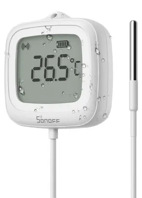 Produktbild von Sonoff SNZB-02LD LCD Temperatur Sensor mit Fühler & Anzeige, IP65, ZigBee