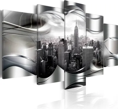 Zdjęcie produktu dla Canvas obrazy 200x100 cm d-A-0032-b-o włóknina canvas obraz 5 sztuk art print nowoczesna grafika ścienna XXL dekoracja ścienna design obraz ścienny ABSTRAKT NEW YORK NYC CITY