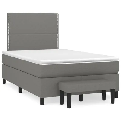 Image de vidaXL Lit boxspring avec matelas gris foncé 120x200 cm Tissu