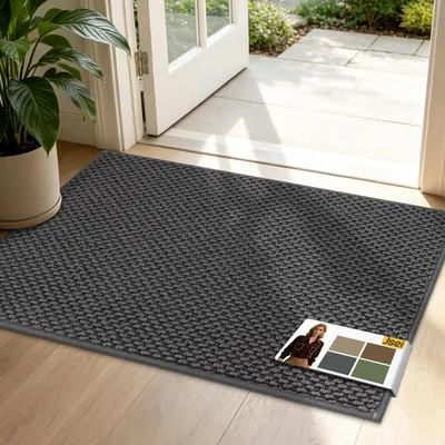 Productafbeelding van Antislip deurmat, wasbaar, vuilafschermend, 60x90 cm, donkergrijs