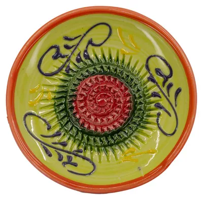 Image de Kaladia Céramique Assiette à râper Rouge / Vert foncé / Vert clair - peinte à la main - diamètre env. 12cm