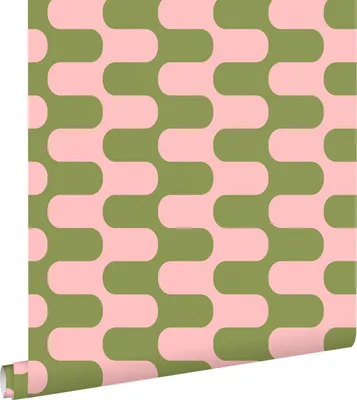 Produktbild von ESTAhome Tapete Wellenlinien Grün und Rosa 50 x 900 cm