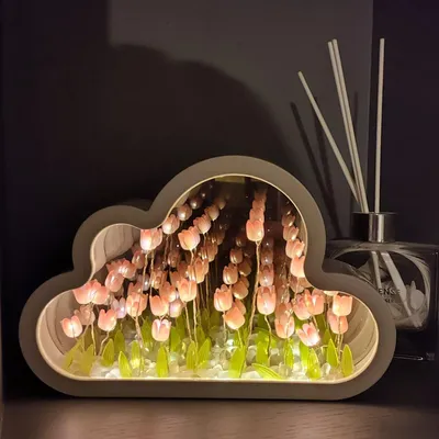 Produktbild von Tulpenwolken-Lampe LED 20 Stück, Handgefertigte Tulpen-Tischlampe Mit Spiegeloberfläche, Für Schlafzimmer Und Wohnzimmer