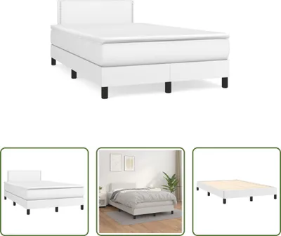 Produktbild von The Living Store Boxspringbett mit Matratze Weiß 120x190 cm Kunstleder