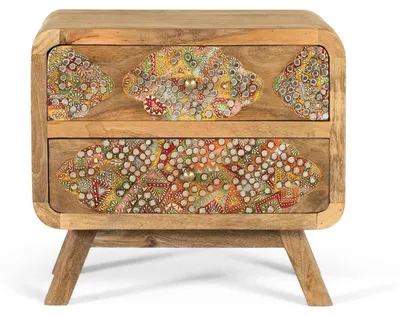 Image de Table de chevet Mosaic en bois de manguier, 45 cm x 49 cm x 34 cm, Giner y Colomer