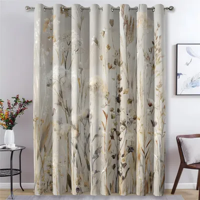 Obrázek produktu pro Zatemňovací závěsy - Květinový vzor v odstínech bílé - 140 x 175 cm, 2 kusy