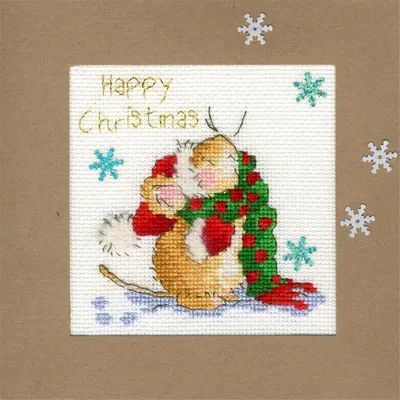 Produktbild von Bothy Threads Grußkarte Kreuzstich-Set "Schneeflocken zählen", 10x10cm, XMAS18, Zählmuster