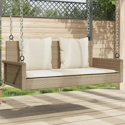 Produktbild von Möbel Hängebank mit Kissen Beige 119x56x48 cm Poly Rattan - Gartenbänke &50008