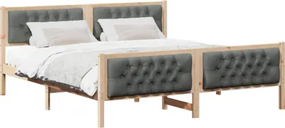 Obrázek produktu pro Rám postele s čelo Tmavě šedá 160 x 200 cm Masivní borové dřevo