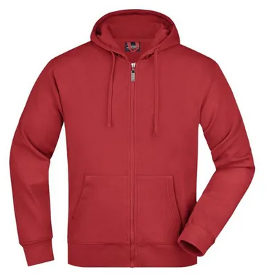 Produktbild von James and Nicholson - Kapuzenpullover Durchgehender Reißverschluss für Herren LT2939 (M) (Rot)