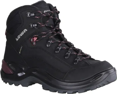 Immagine prodotto di Lowa Renegade GTX Mid Ws scarpe da trekking/trekking, donna, pelle, nero/prugna - scarpe da trekking outdoor donna, nero, pelle/tessuto (nubuck/mesh), altezza tacco: 10 mm