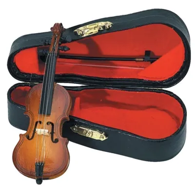 Productafbeelding van Miniatuur cello van hout - Decoratief strijkinstrument - Met strijkstok - 11 cm