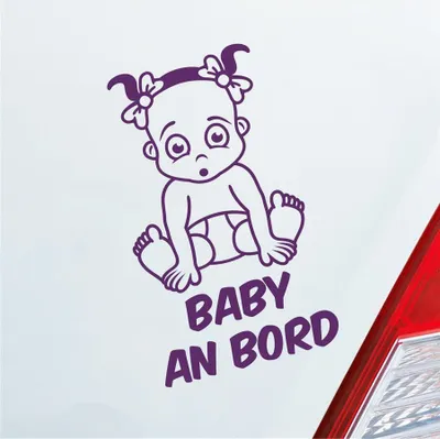 Produktbild von Auto Aufkleber Baby an Bord on Tour Süß 17x28 cm Lila Sticker Heckscheibenaufkleber