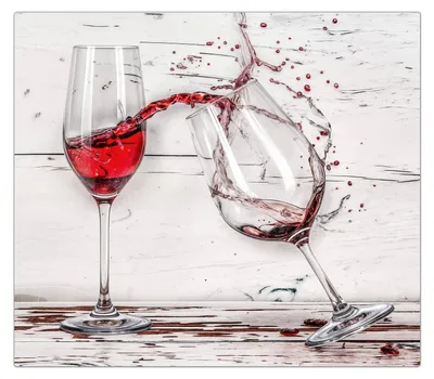 Produktbild von Spritzschutz Herdabdeckplatte Schneidebrett aus Glas Rotweingläserfall 1-Teilig (60x52cm)