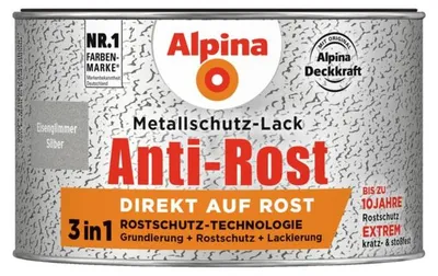 Produktbild von Alpina Metallschutzlack Anti-Rost Eisenglimmer Silber 300 ml