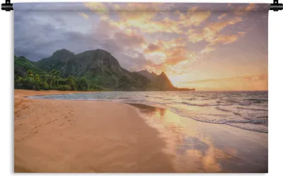 Produktbild von MuchoWow® Wandteppich Wandbehang Strand - Hawaii - Himmel 90x60 cm Tapisserie Dekoration Wandtuch - Wandskulpturen - Bildteppich