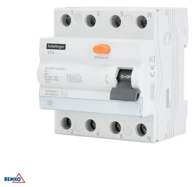 Imagen del producto de Interruptor diferencial SCHELINGER, tipo AC, 4 polos, 25 A, 30 mA