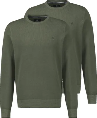 Produktbild von LERROS 2er Pack Basic Pullover Feine Rippstruktur, Modisch schmale Passform, Baumwolle für hohen Komfort grün 3XL