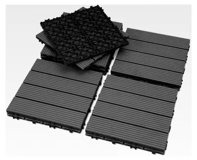 Produktbild von 22 Stück WPC Terrassenfliesen, 30x30 cm Balkonbodenfliesen, Gartenfliesen mit Klick-System, wasserfeste Terrassendielen für 2m² Anthrazit