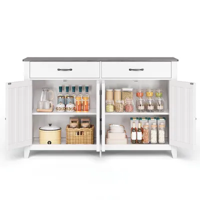 Immagine prodotto di BEALIFE Credenza con cassetti | Grigio retrò, 140x40x90 cm in MDF con angoli arrotondati e protezione antiribaltamento | Per sala da pranzo, soggiorno e corridoio | AP53