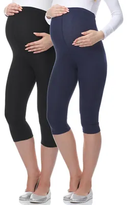 Produktbild von Be Mammy 3/4 Umstandsleggings aus Viskose BE-03 2er Pack (Schwarz/Dunkelblau, XL)