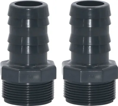 Produktbild von HAF 2x PVC Druckschlauchtülle mit 38mm x 1 1/2" | Schlauchtülle x Außengewinde | Schlauchverbinder aus grauem PVC-U | PN16 für Pool und Teich