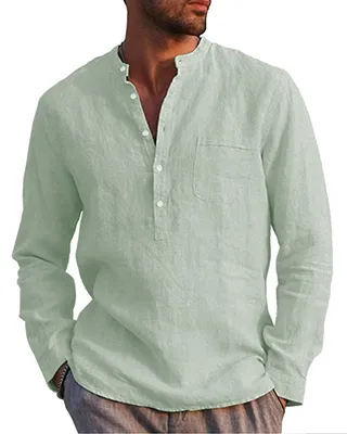 Productafbeelding van LVCBL linnenhemd, heren, lang袖, regular fit, lichtgroen, maat 2XL