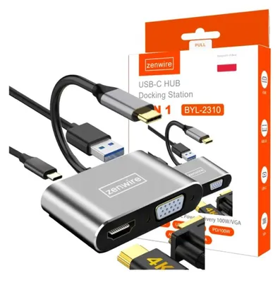 Immagine prodotto di Adattatore - Hub USB-C 4 in 1 - HDMI 4K - VGA Full HD - USB 3.0 - PD 87W - Adattatore multiporta