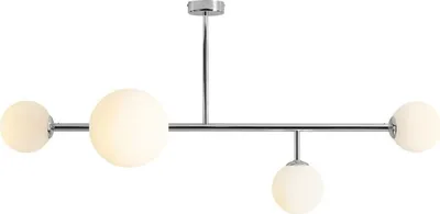 Produktbild von Deckenlampe Metall Glas E14 Chrom Weiß 3-flammig Kugelschirm Modern