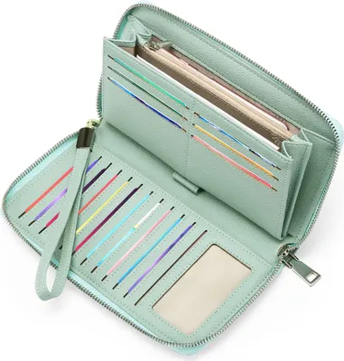 Produktbild von Damengeldbörse, geräumige Clutch aus Kunstleder mit Reißverschluss