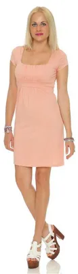 Produktbild von Kleid Tunika Mini-Kleid mit Raffungen U-Ausschnitt, Lachs M/L 38/40