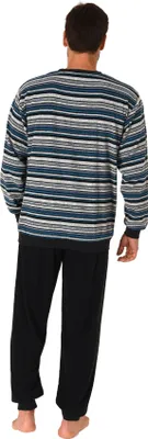 Produktbild von Herren Frottee Pyjama Schlafanzug mit Bündchen und Rundhals  - auch in Übergrößen 212 751 ; blau , 68