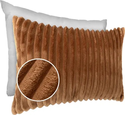 Produktbild von Dekokissen LILLI BIG CORD Velour mit Reißverschluss 30x50cm Einfarbig UNI Fuchsrot Sofakissen pflegeleicht