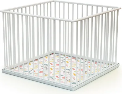 Image de WEBABY - Parc bébé en bois 100x100 Blanc CUBO